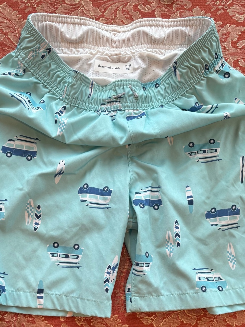 abercrombie kids Light Aqua Surf Van & Surfboard Pajama Shorts